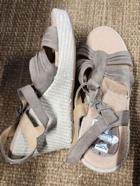 boc Taupe Suede Espadrille Wedge Sandals